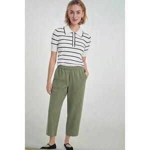 On 34th Womens Olive Green Elastic Waist Wide-Leg Pants 1X Cotton Blend